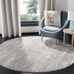 MEADOW 100, GREY / GOLD, 6'-7" X 6'-7" Round, Area Rug, MDW179D-7R