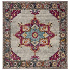 MERLOT 100, CREAM / MULTI, 6'-7" X 6'-7" Square, Area Rug, MER108A-7SQ