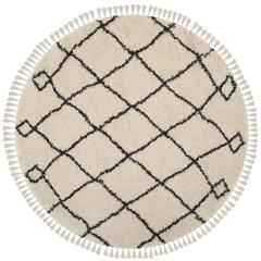 MOROCCAN FRINGE SHAG 200, CREAM/CHARCOAL, 6'-7" Round, Area Rug, MFG241B-7R
