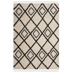MOROCCAN FRINGE SHAG 200, CREAM / CHARCOAL, 4' X 6', Area Rug, MFG244B-4