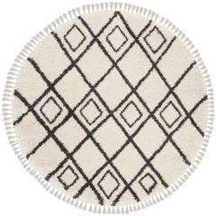MOROCCAN FRINGE SHAG 200, CREAM/CHARCOAL, 6'-7" Round, Area Rug, MFG244B-7R