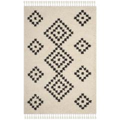 MOROCCAN FRINGE SHAG 200, CREAM / CHARCOAL, 4' X 6', Area Rug, MFG246B-4