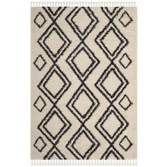MOROCCAN FRINGE SHAG 200, CREAM / CHARCOAL, 4' X 6', Area Rug, MFG247B-4