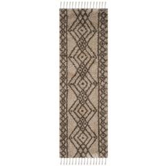MOROCCAN FRINGE SHAG 200, MUSHROOM / GREY, 2'-3" X 7', Area Rug