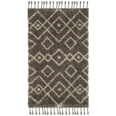 MOROCCAN FRINGE SHAG 200, GREY / CREAM, 3' X 5', Area Rug, MFG249A-3