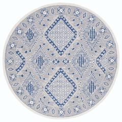 MICRO-LOOP, LIGHT GREY / BLUE, 5' X 5' Round, Area Rug