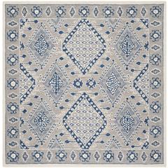 MICRO-LOOP, LIGHT GREY / BLUE, 5' X 5' Square, Area Rug