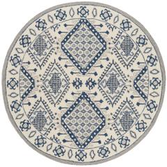 MICRO-LOOP, IVORY / BLUE, 5' X 5' Round, Area Rug, MLP511M-5R