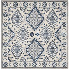 MICRO-LOOP, IVORY / BLUE, 5' X 5' Square, Area Rug, MLP511M-5SQ
