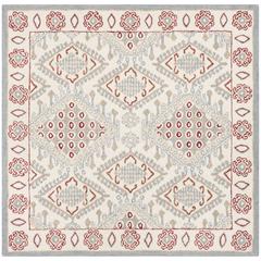 MICRO-LOOP, IVORY / RED, 5' X 5' Square, Area Rug