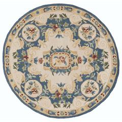 MICRO-LOOP, CREAM / BLUE, 5' X 5' Round, Area Rug