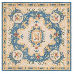 MICRO-LOOP, CREAM / BLUE, 5' X 5' Square, Area Rug