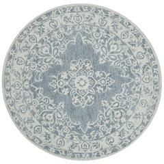 MICRO-LOOP, BLUE / LIGHT BLUE, 5' X 5' Round, Area Rug