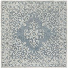 MICRO-LOOP, BLUE / LIGHT BLUE, 5' X 5' Square, Area Rug