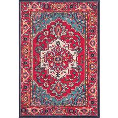 MONACO, RED / TURQUOISE, 5'-1" X 7'-7", Area Rug