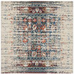 MONACO, IVORY / BLUE, 5' X 5' Square, Area Rug