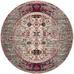 MONACO, GREY / IVORY, 5' X 5' Round, Area Rug