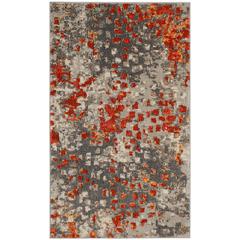MONACO, GREY / ORANGE, 3' X 5', Area Rug