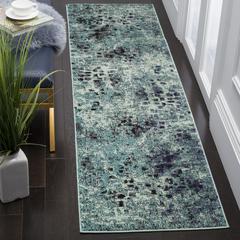 MONACO, LIGHT BLUE / MULTI, 2'-2" X 10', Area Rug