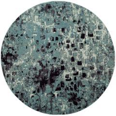 MONACO, LIGHT BLUE / MULTI, 6'-7" X 6'-7" Round, Area Rug