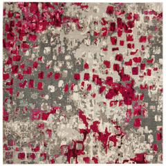 MONACO, GREY / FUCHSIA, 6'-7" X 6'-7" Square, Area Rug