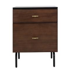 Genevieve 2 Drawer Nightstand, Walnut/Black