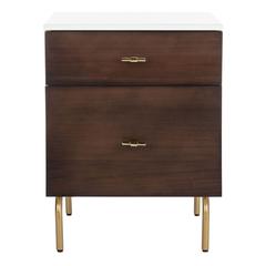 Genevieve 2 Drawer Nightstand, White/Gold