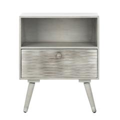 Brandy 1 Drawer Textured Nightstand, Grey Walnut