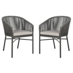 Matteo Stackable Outdoor Patio Rope Chair, Grey, Set of 2