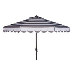 Maui Single Scallop Striped 9Ft Crank Push Button Tilt Umbrella