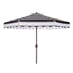 Maui Single Scallop Striped 9Ft Crank Push Button Tilt Umbrella