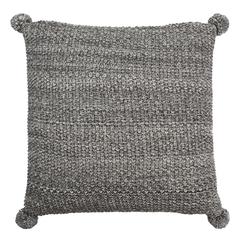 Pom Pom Knit Pillow, Dark Grey/Natural