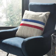 Torrance Cowhide 20"X20" Pillow, Grey/White/Red/Blue