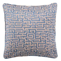 Basma Pillow, Blue/Tan