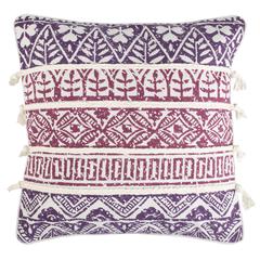 Mela Pillow, Purple/Beige