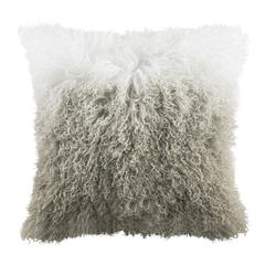 Suri Sheep Skin Pillow, White/Grey