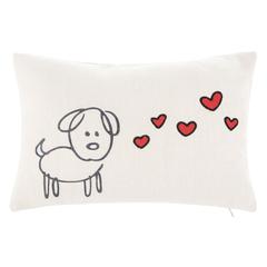 Puppy Love Pillow, Cream/Red