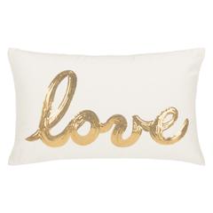 First Comes Love Pillow, Gold/Cream