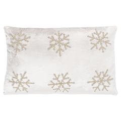 Sydnee Snowflake  Pillow, Beige/Silver, PLS885A-1220