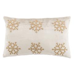 Sydnee Snowflake  Pillow, Beige/Gold, PLS885B-1220