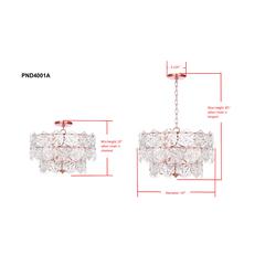 Sia 4 Light 19-Inch Dia Adjustable Pendant , Clear/Copper