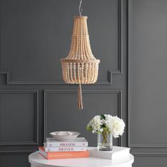 Wynne Pendant, Brown Wooden Finish/Brush Nickel