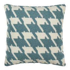 Hanne Houndstooth Pillow, Celadon/Ivory