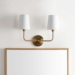 Ezra Two Light Wall Sconce, Brass Gold