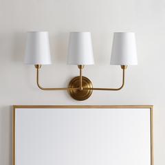 Sawyer Three Light Wall Sconce, Brass Gold