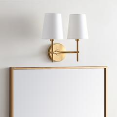 Barrett Two Light Wall Sconce, Brass Gold