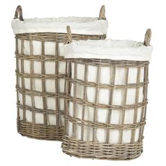 ADISA WICKER STORAGE HAMPER - TWO IN ONE