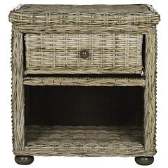 LAGOS NATURAL GREY WICKER NIGHTSTAND WITH DRAWER AND 8"H STORAGE