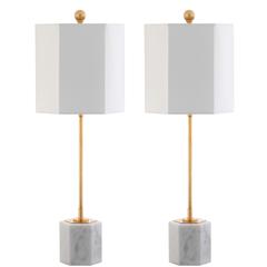 Magdalene Marble Table Lamp, White/Gold Leaf