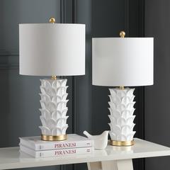 Nico Table Lamp, White/Gold Leaf